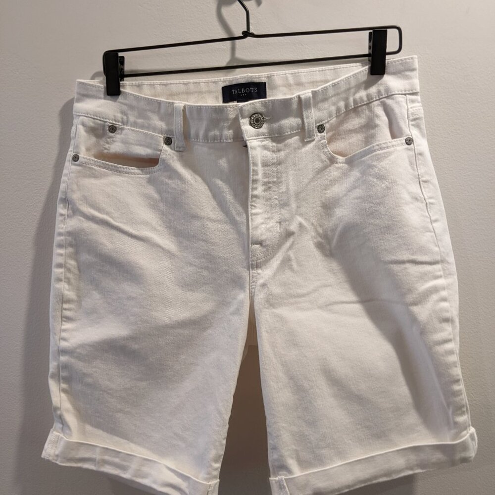 Talbots Womens Denim Shorts White 9" Size 10